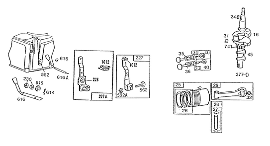 Piston Group Governor Levers Diagram and Parts List for 91708-0124-01  Briggs and Stratton Engine